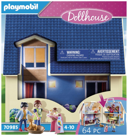 Playmobil Przenośny domek dla lalek z wyposażeniem Dollhouse 70985