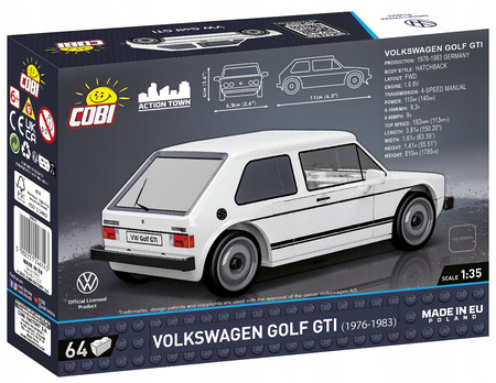 KLOCKI COBI 24614 Samochód Volkswagen Golf GTI BIAŁY (1976-1983) 1:35 64 El