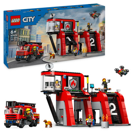 LEGO City Straż Pożarna Remiza + Samochód Wóz Strażacki 5 figurek 60414