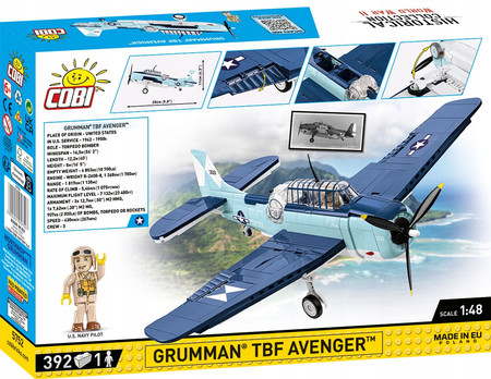 Klocki Wojskowe COBI 5752 Samolot Grumman TBF Avenger 392 El Polski Produkt