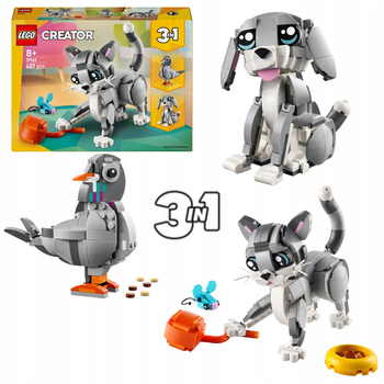 LEGO Creator 3w1 31163 Psotny Kot Pies Gołąb Ruchome Części Zwierzątka