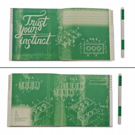 LEGO Notatnik Notes Kwadratowy Zielony z Długopisem