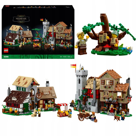 LEGO ICONS 10332 Średniowieczny Plac Miejski Duży Zestaw Gospoda Warsztat