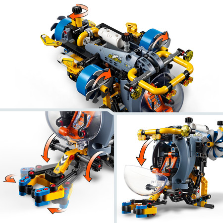 LEGO Technic 42201 Badawcza Łódź Podwodna Okręt Obrotowe Śmigła Ocean