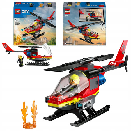 LEGO City Straż Pożarna 60411 Strażacki Helikopter Ratunkowy Armatki Wodne