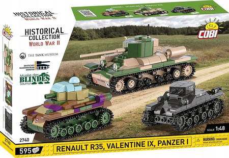 Klocki COBI 2740 3x Czołg Renault R35 - Valentine IX - Panzer I II Wojna