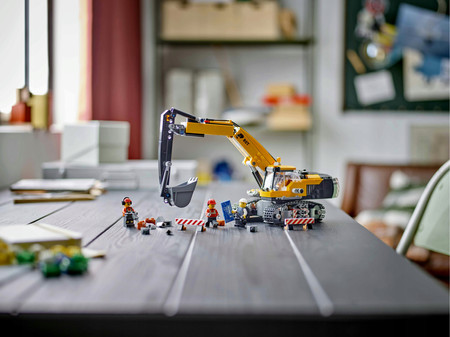 Lego City 60420 Żółta Koparka Pojazd Budowlany z Obracaną Kabiną 3 Figurki