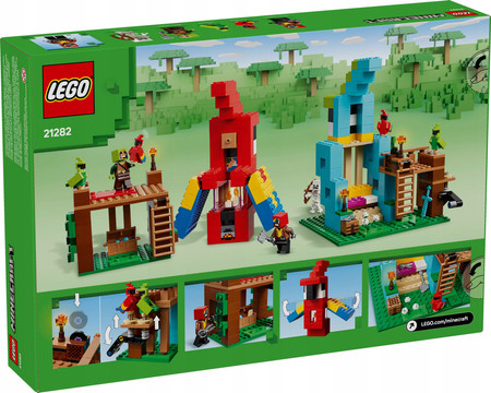 LEGO Minecraft 21282 Papugowe Domki Papugi Ptaki Dżungla Treser