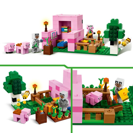 LEGO Minecraft 21268 Dom Prosiaczka Świnka Świnia Domek Pole Ogród Zombie