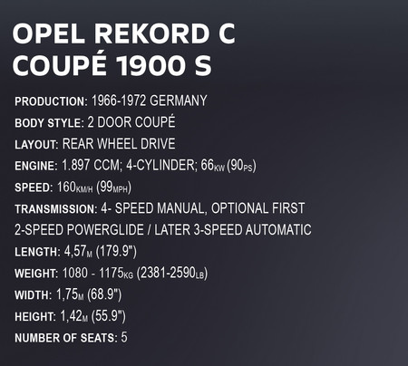 Polskie Klocki Cobi Duży Samochód Opel Rekord C 24345