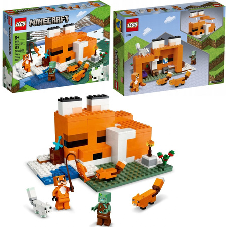 LEGO Minecraft 21178 Siedlisko lisów Utopiec Zombie Dom Domek Miecz