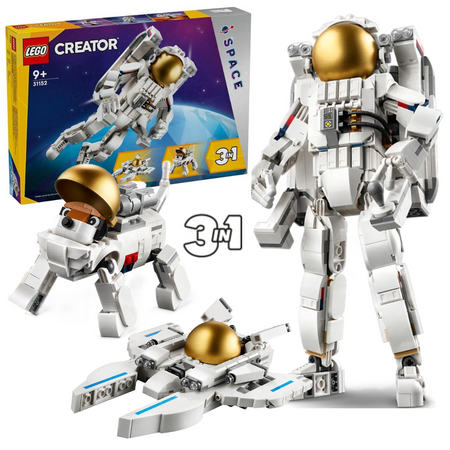 LEGO Creator 3w1 Kosmos 31152 Ruchoma Figurka Astronauta Pies Odrzutowiec