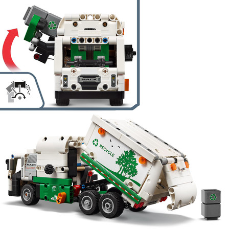 LEGO Technic 42167 Mack LR Elektryczna śmieciarka Samochód z Ładowarką Auto