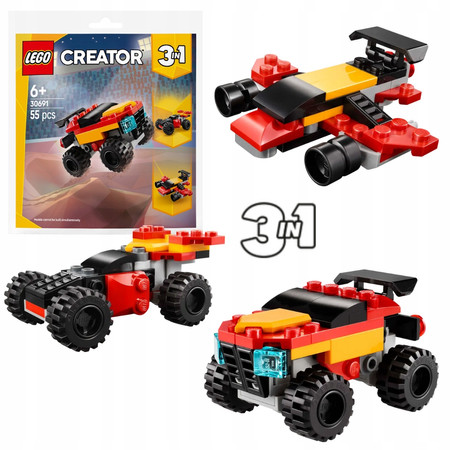 LEGO Creator 30691 Mały monster truck do przebudowania Wyścigówka Samolot