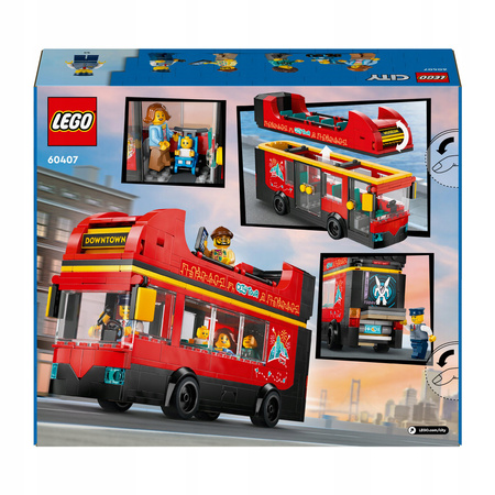 LEGO City 60407 Autobus Czerwony Piętrowy Autokar 5 Figurek Zdejmowany Dach