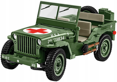 Klocki Wojskowe COBI 2806 Samochód Jeep Willys MB Medical Duży 1131EL. Auto
