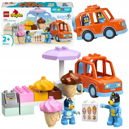 LEGO 10458 Bluey - Wyprawa po lody z Blue Lodziarnia Samochód