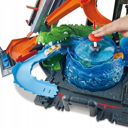 Tor Samochodowy Mattel Hot Wheels City FTB67 Mega Myjnia Atak Krokodyla