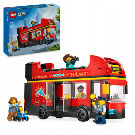 LEGO City 60407 Autobus Czerwony Piętrowy Autokar 5 Figurek Zdejmowany Dach