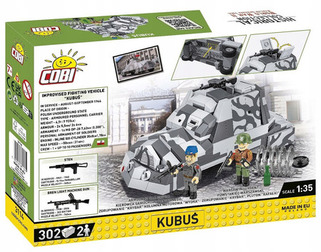 Klocki Wojskowe COBI HC WWII 3114 Kubuś Samochód Pancerny 300 KL. 2 Figurki