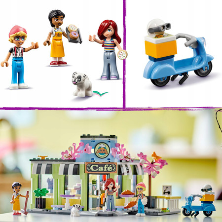 LEGO Friends 42618 Kawiarnia w Heartlake 3 Figurki Pies, Skuter Akcesoria