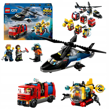 LEGO City 60462 Helikopter Wóz Strażacki Łódź Podwodna Modułowe części