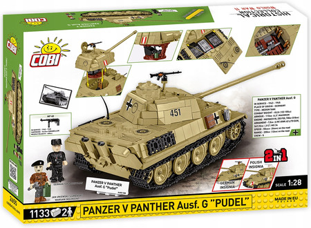 Klocki Wojskowe Cobi Panzer V Panther Ausf. G "Pudel" 2655 Czołg Powstanie