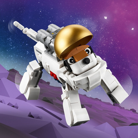 LEGO Creator 3w1 Kosmos 31152 Ruchoma Figurka Astronauta Pies Odrzutowiec