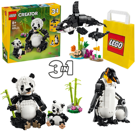 LEGO 31165 Creator 3w1 Dzikie zwierzęta rodzina pand Zwierzęta Orka Pingwin