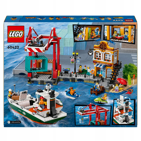 LEGO City 60422 Port Morski ze Statkiem Towarowym Statek Łódź