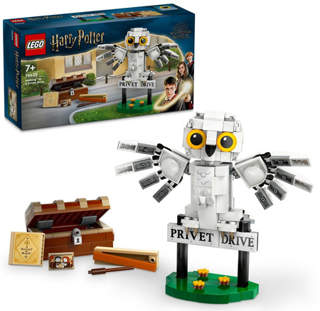 LEGO Harry Potter 76425 Ruchoma Sowa Hedwiga Kufer Portet Książka Różdżka