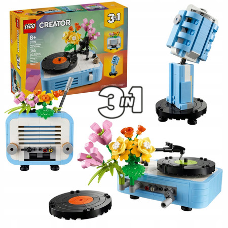 Lego Creator 3w1 Gramofon z kwiatami Mikrofon Radio Retro 31172