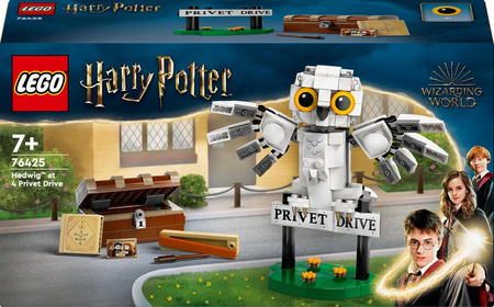 LEGO Harry Potter 76425 Ruchoma Sowa Hedwiga Kufer Portet Książka Różdżka