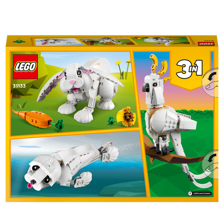 LEGO Creator 3 w 1 31133 Ruchomy Model Biały Królik Papuga Kakadu Foka 3in1