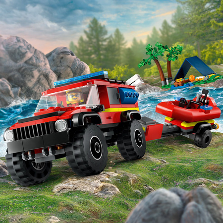 LEGO City Samochód Terenowy SUV Auto Wóz strażacki z łodzią ratunkową 60412