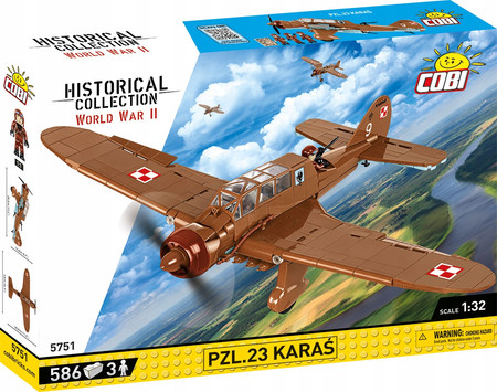COBI Polskie Klocki Wojskowe 5751 Samolot PZL.23 Karaś 3 Figurki + Mapa