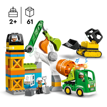 LEGO Duplo Plac Budowy Dźwig Betoniarka 3 figurki 10990
